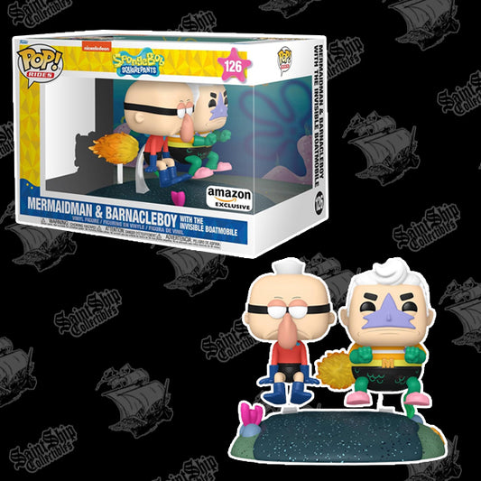 Funko Pop! Spogebob Squarepants: Mermaidman & Barnacleboy with Boatmobile #126 - Amazon Exclusive
