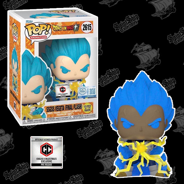 Funko Pop! Dragon Ball Super: SSGSS Vegeta Final Flash Glow in the Dark #2615 - Chalice PR (Pre-Order)