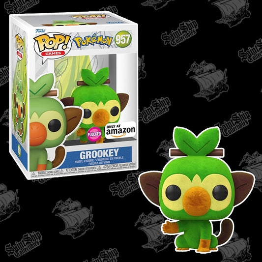 Funko Pop! Pokemon: Grookey Flocked #957 - Amazon Exclusive