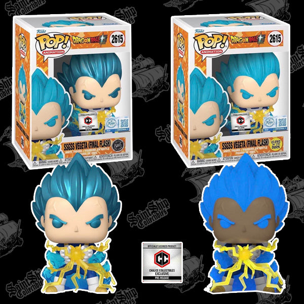 Funko Pop! Dragon Ball Super: SSGSS Vegeta Final Flash Regular Glow + Chase Glow Metallic #2615 - Chalice PR (Pre-Order)